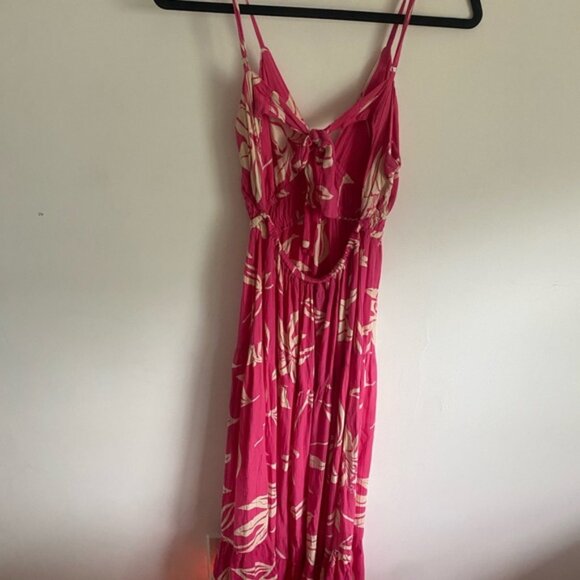 Angie Pink Floral Maxi Dress Boho Tropical Beach - Picture 3 of 6